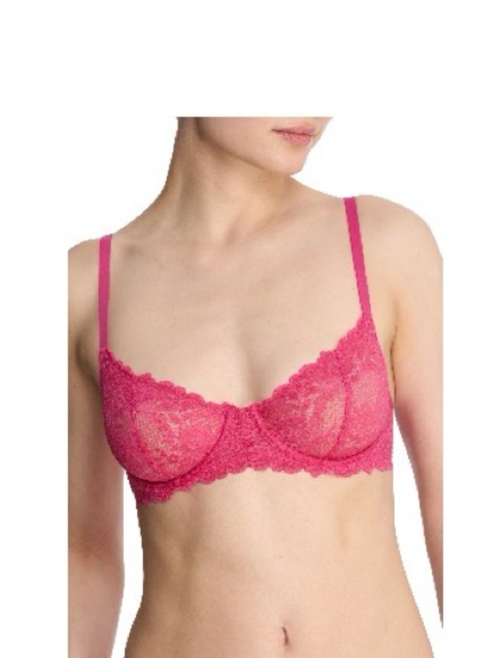 Natori Pink Lace Underwire Convertible Balconette Bra- 36D